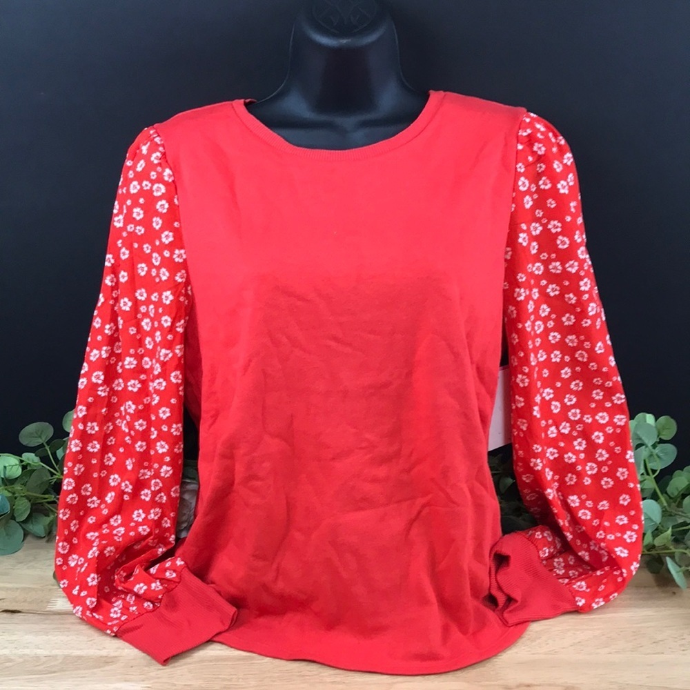Riley & Rae Reagan Printed-Sleeve Sweater